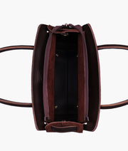 Hugetrendy Dark brown suede handbag with front buckle