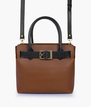 Hugetrendy Brown handbag with front buckle